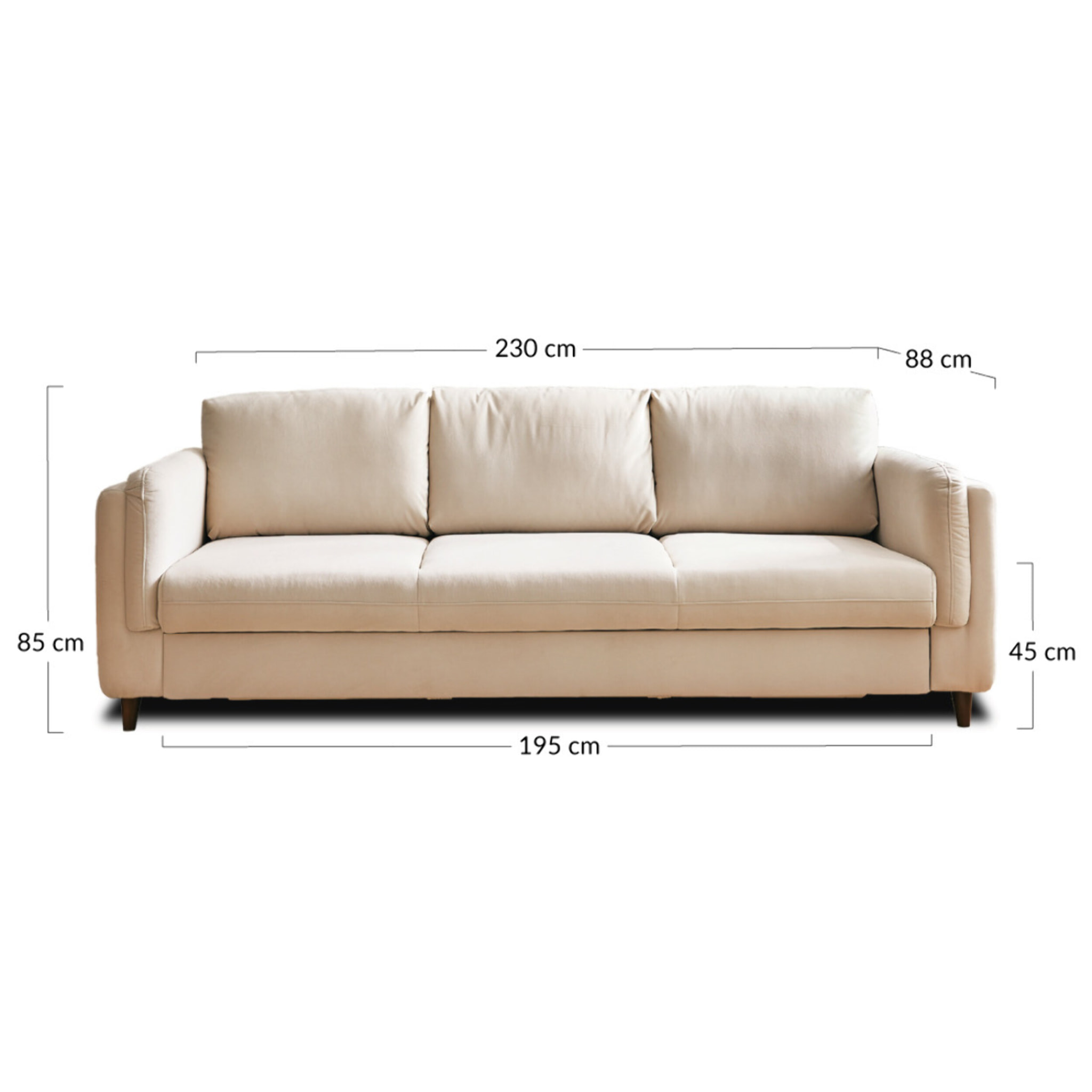 Brooke - canapé 3 places - convertible - en velours - Gris foncé