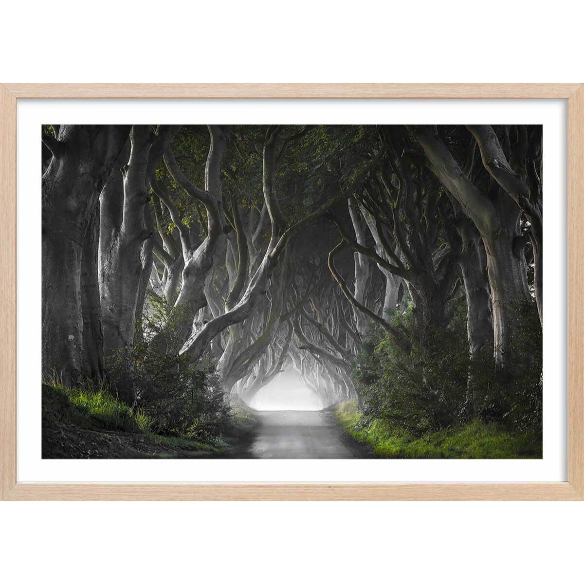 Affiche paysage route de l'irréel Affiche + cadre en bois - Chêne