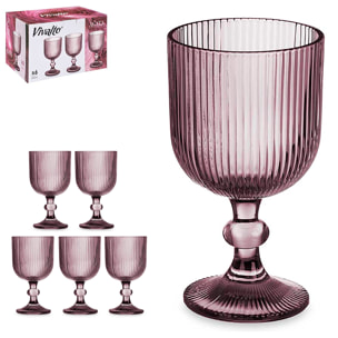 PACK 6 COPAS AGUA 370ML ROSA RAYAS