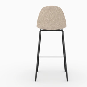 Lot de 2 chaises pour îlot central 65.5 cm en tissu bouclette beige - Henrik