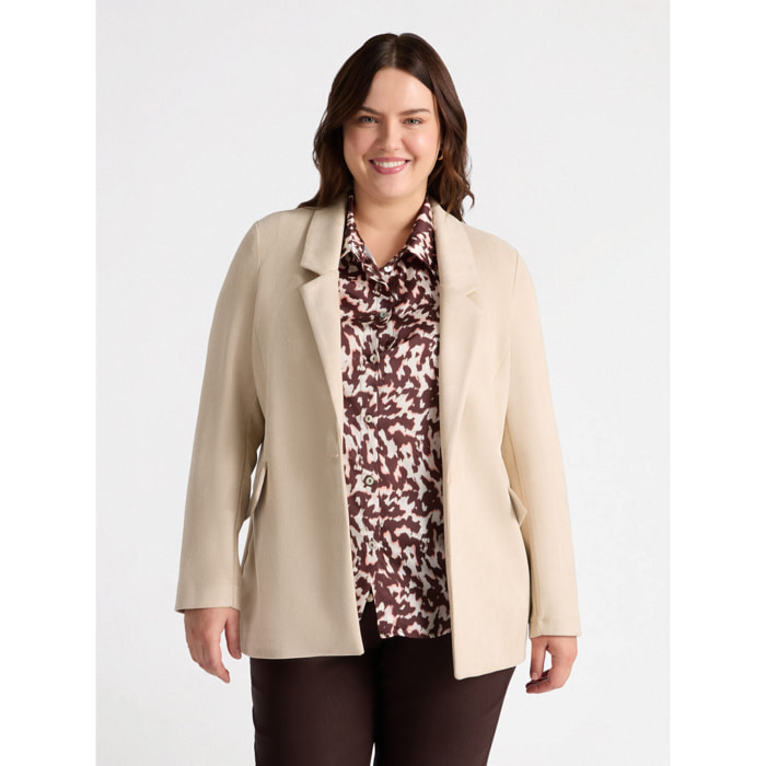Fiorella Rubino - Blazer en tejido efecto usado - Beige