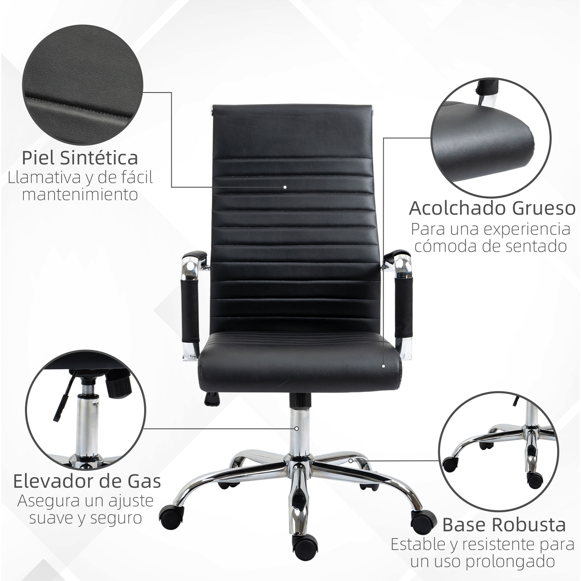 Silla de Oficina Ergonómica Giratoria Basculante Altura Ajustable de 104-114 cm