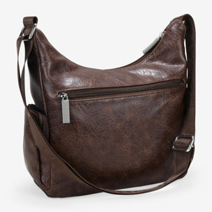 Bolso bandolera marrón con cremalleras verdes