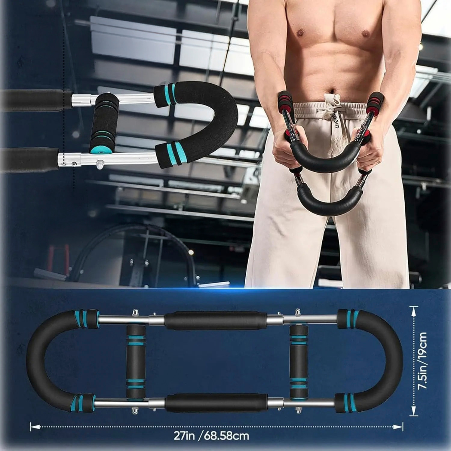 Entrenador de brazos de acero de precisión, con resistencia ajustable 20-40kg, mangos antideslizantes y doble resorte en U.