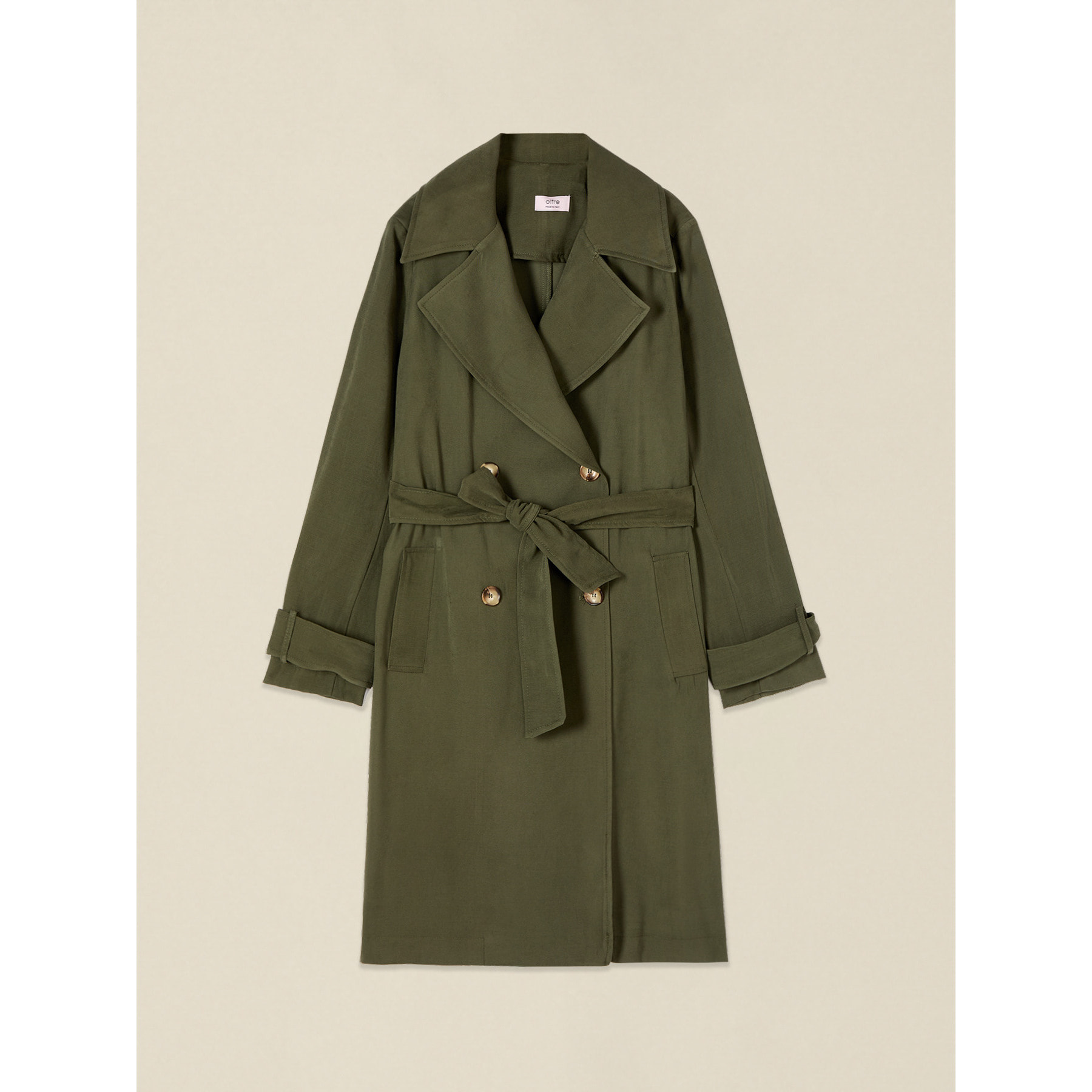 Oltre - Trench doppiopetto misto viscosa - Verde militare