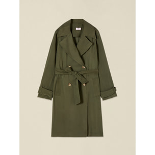 Oltre - Trench doppiopetto misto viscosa - Verde militare