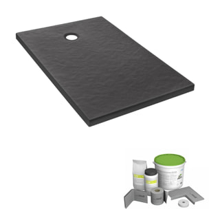 Pack receveur de douche 160 x 80 Ipso rectangle anthracite + Kit d'étanchéité WEDI