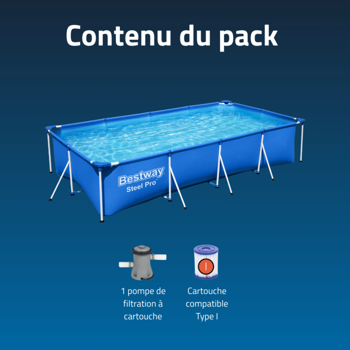Bestway Piscine hors sol - Rectangulaire - Steel Pro - Bleu clair - 400 x 211 x 81 cm