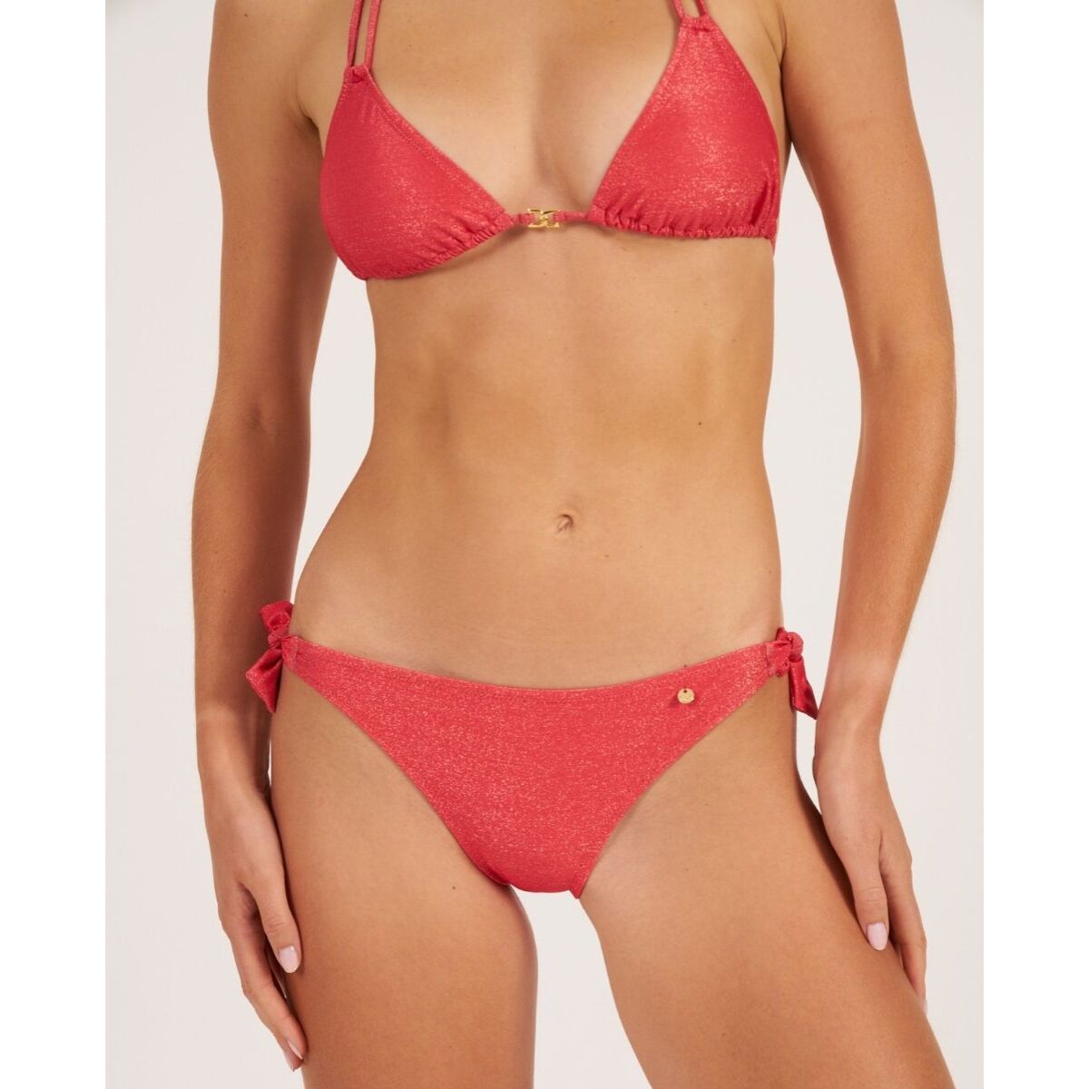 Braga de bikini clásica con lazos en tejido lúrex