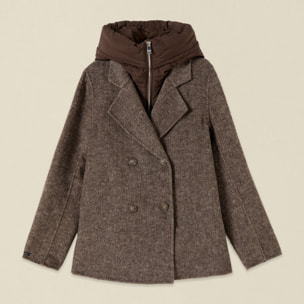 Oltre - Cappotto doppiopetto corto con inserto imbottito - Marrone