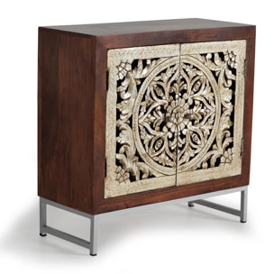 Mueble auxiliar - madera de mango y metal - 80x80x35cm