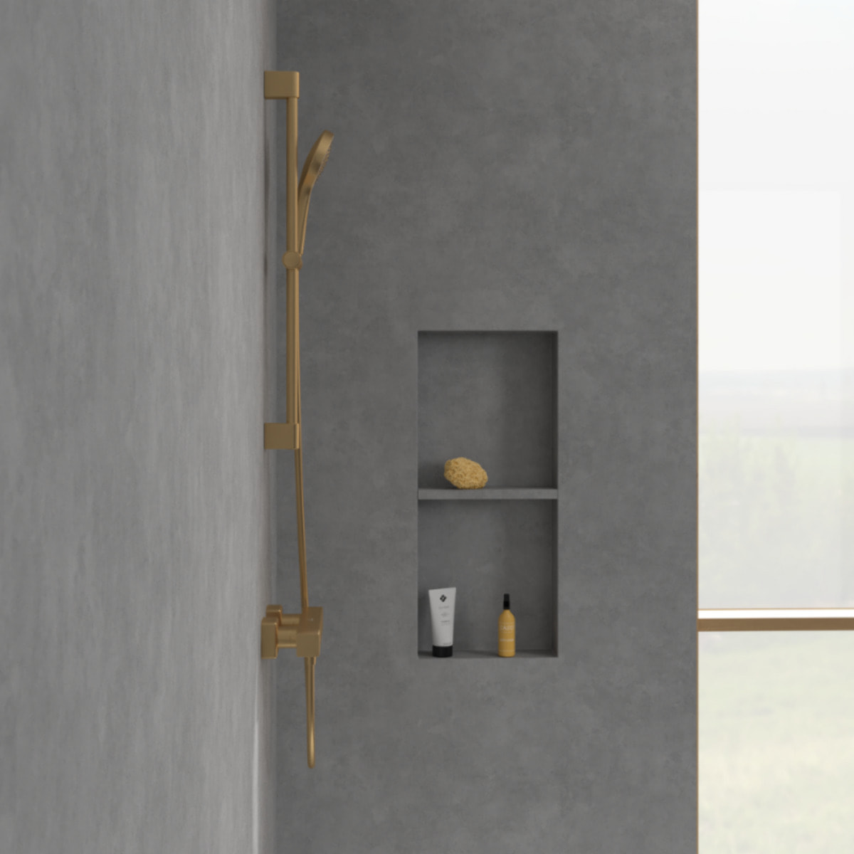 Mitigeur douche thermostatique Universal rectangle Or brossé