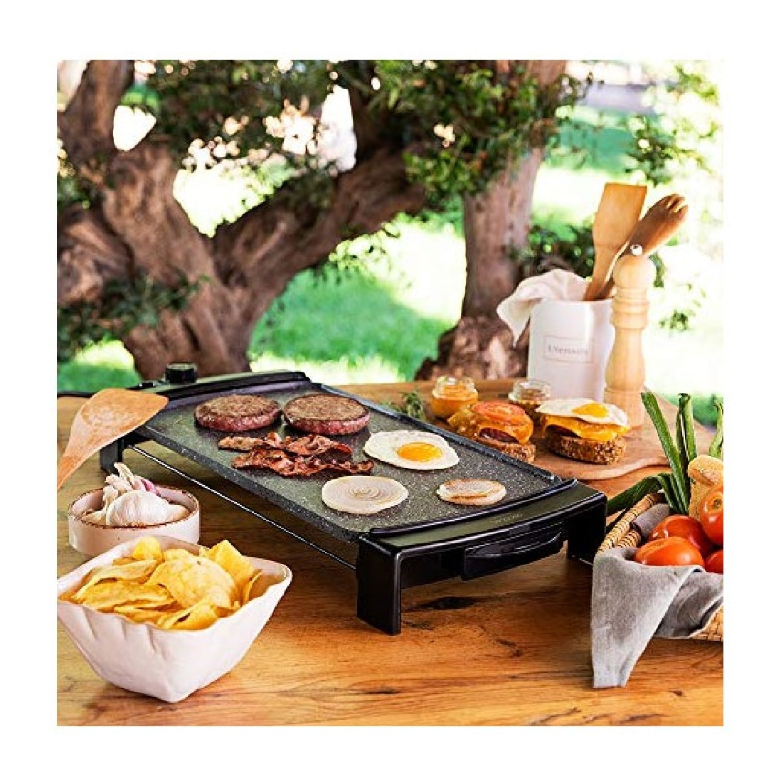 Plancha eléctrica Tasty &Grill 3000 RockWater. 2600 W, Revestimiento de Riedra R