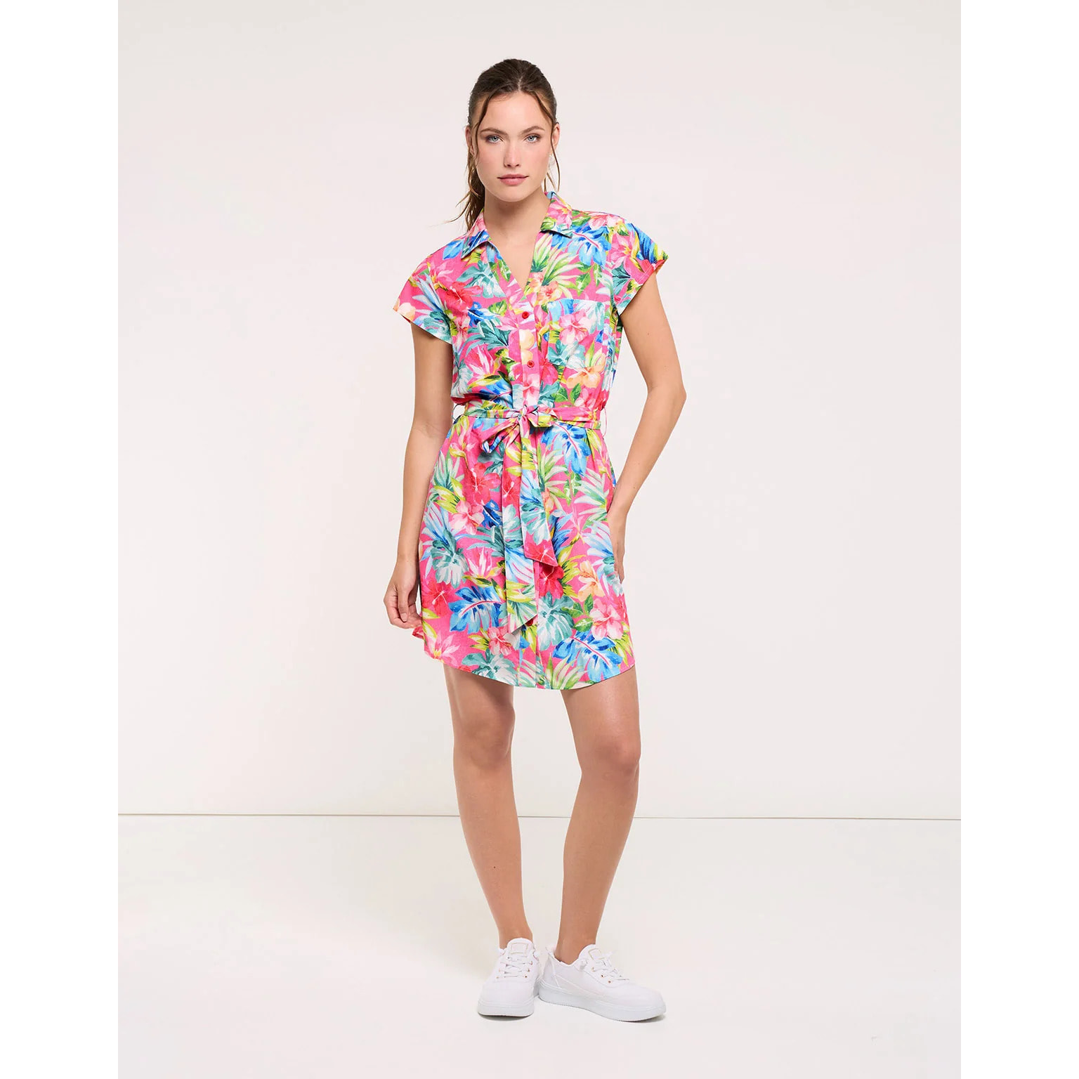 Vestido Corto Rosa con Lazo - Suly