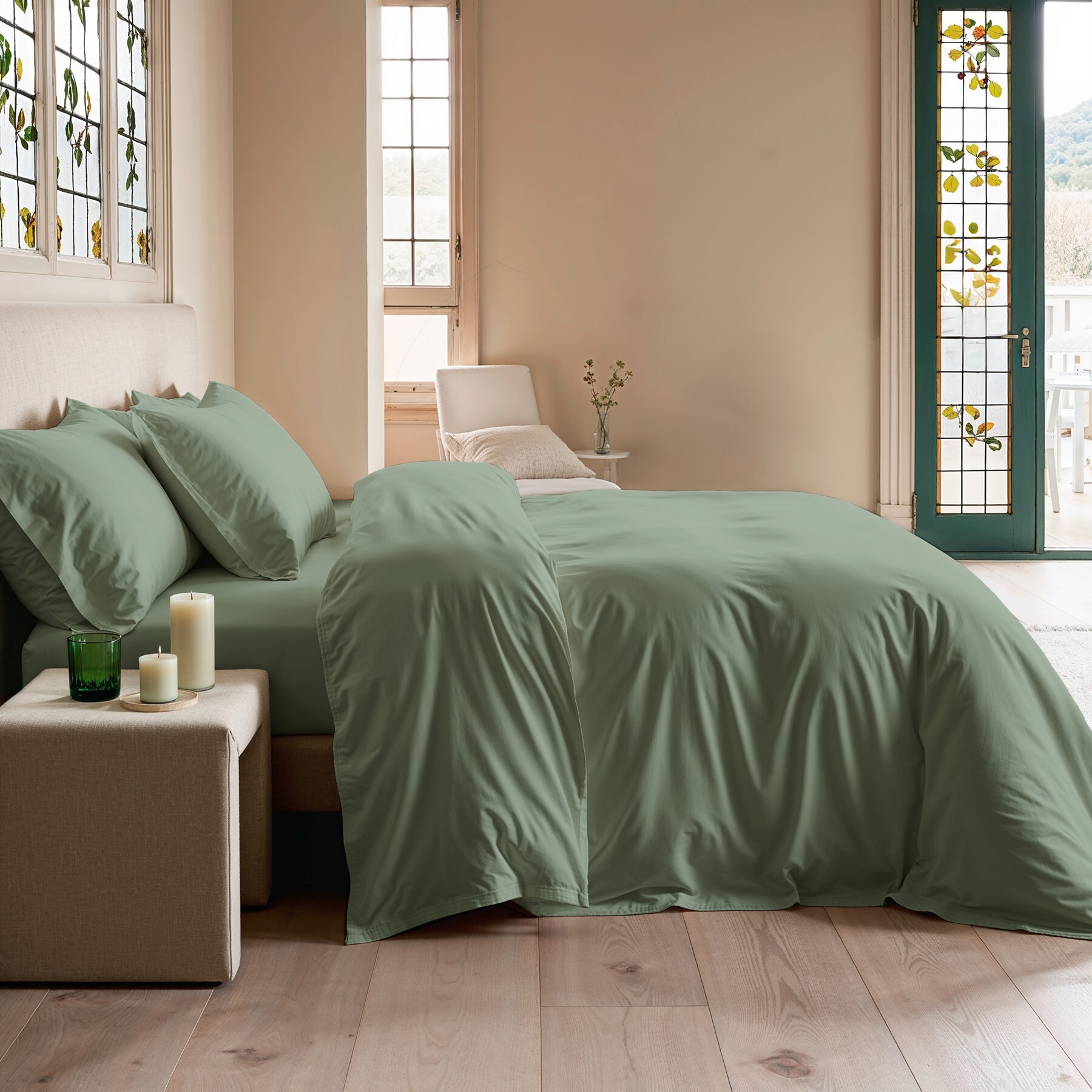 Funda nórdica sakura verde