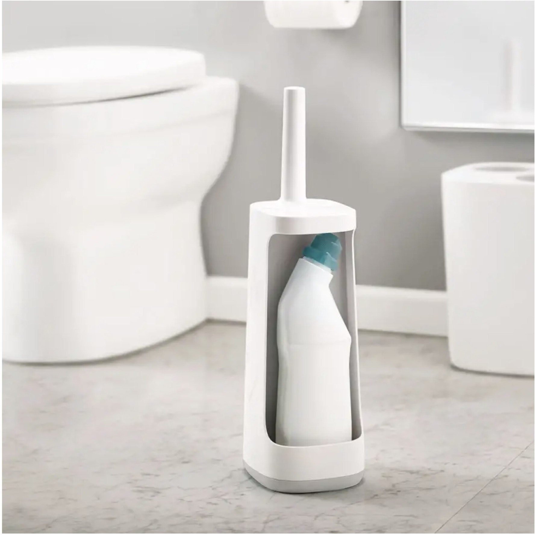 Flex™ Plus Brosse de toilette avec espace de rangement pour détergents ou aérosols, Gris clair (70516)