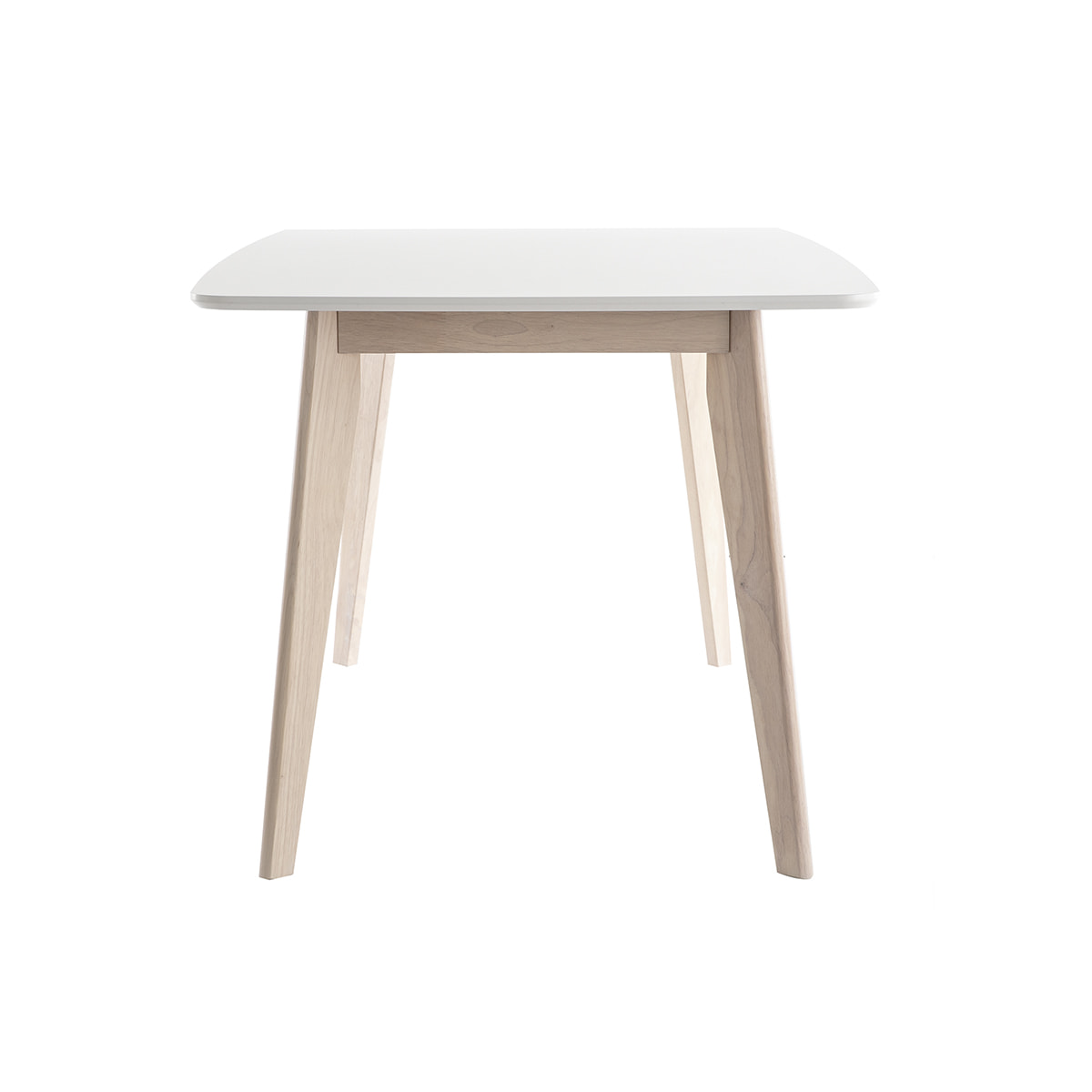 Table à manger scandinave blanc et bois clair rectangulaire L150 cm LEENA