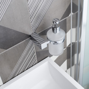 Multi set porte-papier toilette + brosse WC + distributeur de savon 200 ml en verre dépoli, chrome (ELEMULTI-SET7)