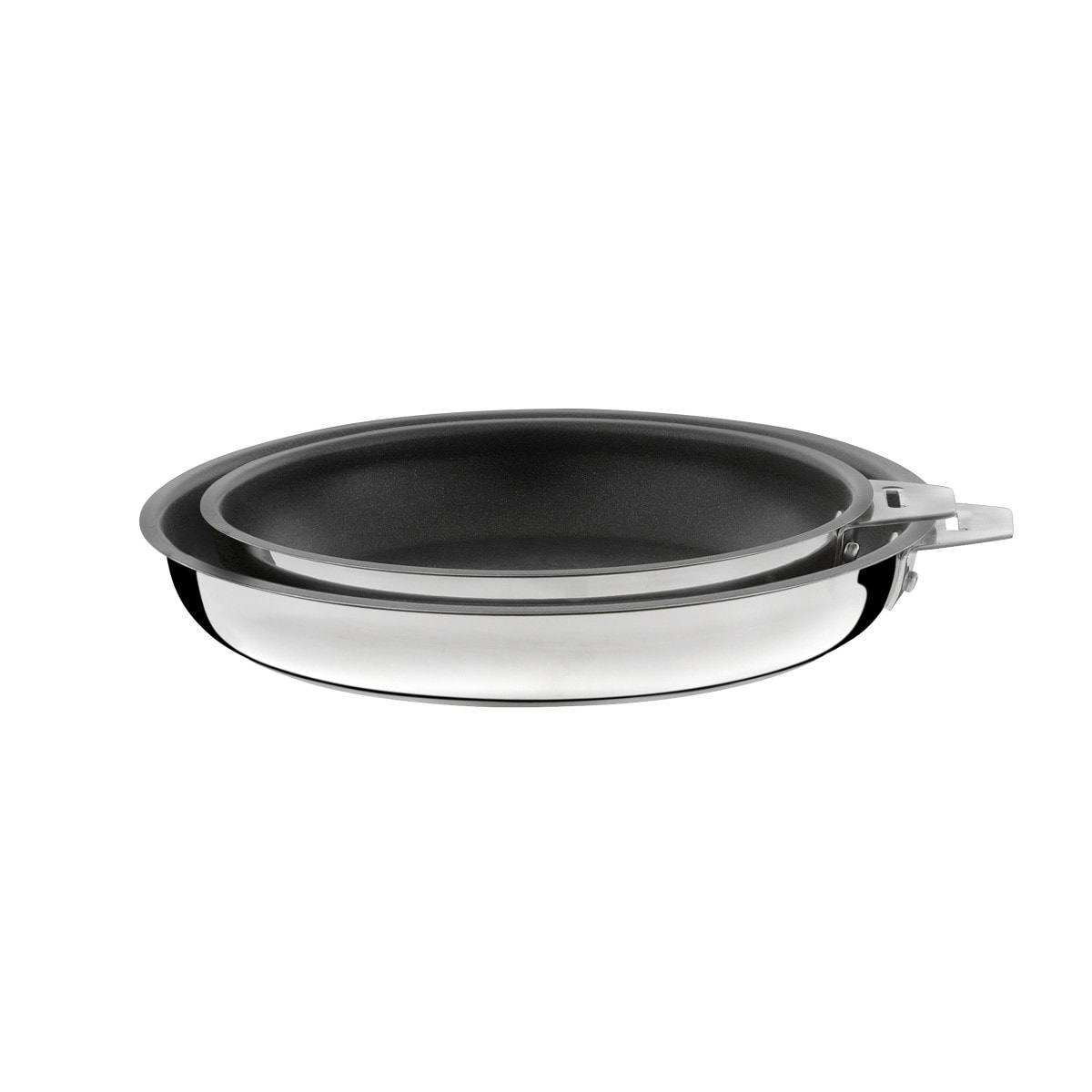 Malice - Set di 2 teglie Ø 20/24 cm in acciaio inox rivestito con manico nero estraibile