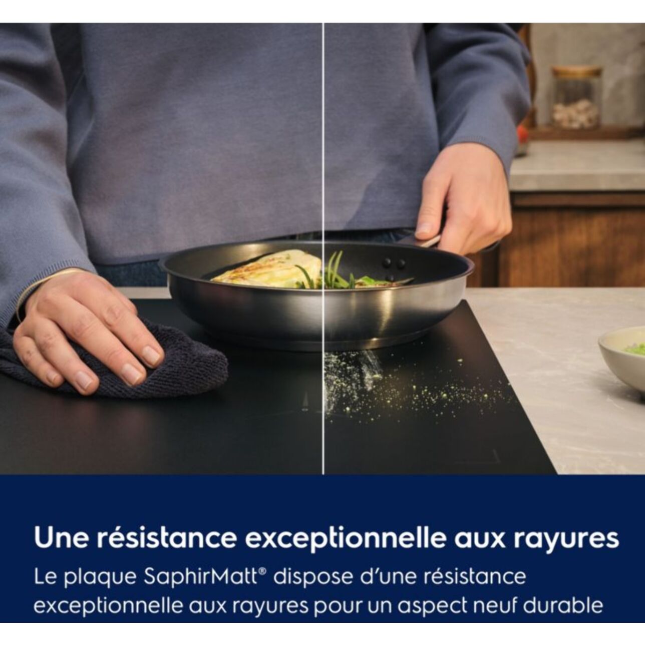 Plaque induction ELECTROLUX EIS87553IZ SaphirMatt 80cm Anti-rayures et Zone Flex