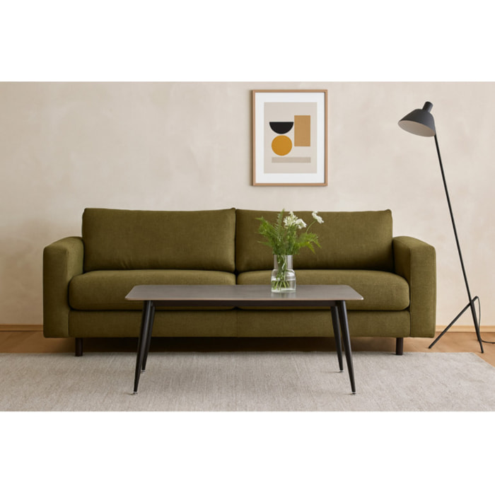 Table basse 120x60cm plateau céramique effet marbre pieds métal - STONE 2