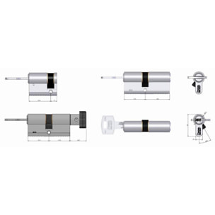 Cylindre 7101 Velix 40x40 VACHETTE 5 clés réversible varié nickelé - 28187000