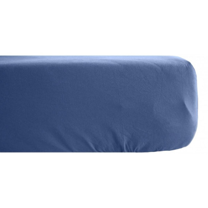 Drap housse Palace pur coton teint lavé 63 fils/cm² Vent du sud - Palace Indigo