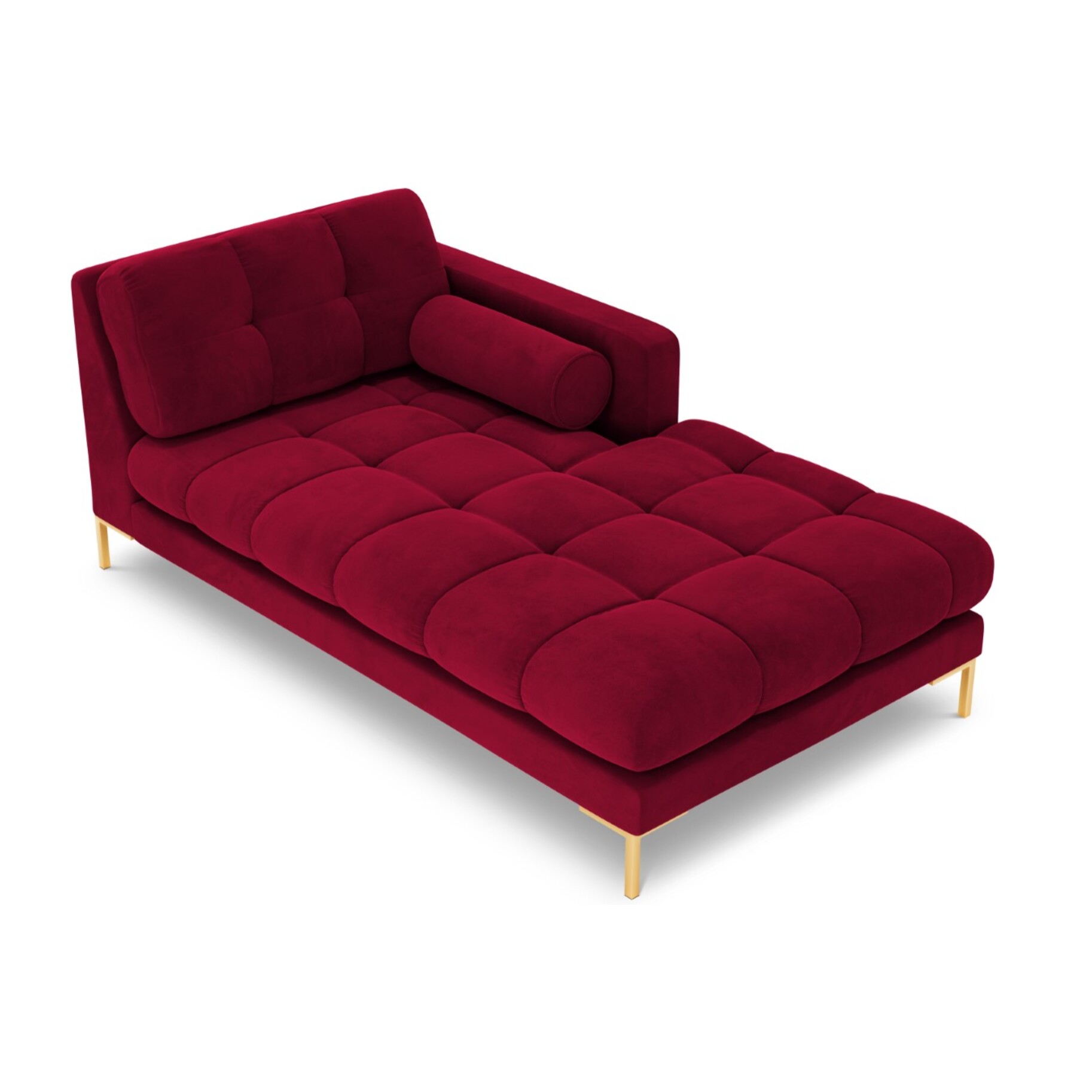 Méridienne droite "Bali" en velours rouge