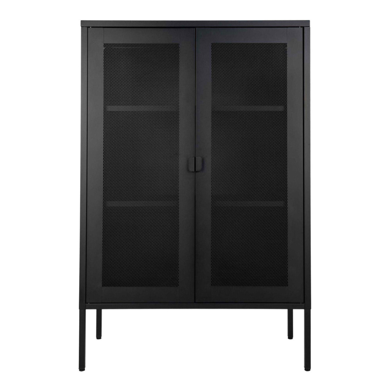 Armadio Melbourne in acciaio nero con 2 ante a rete, 80×40×120 cm