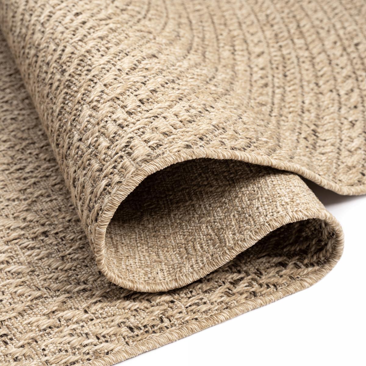 Tapis extérieur intérieur NOLAM aspect jute motif rond  ton sur ton