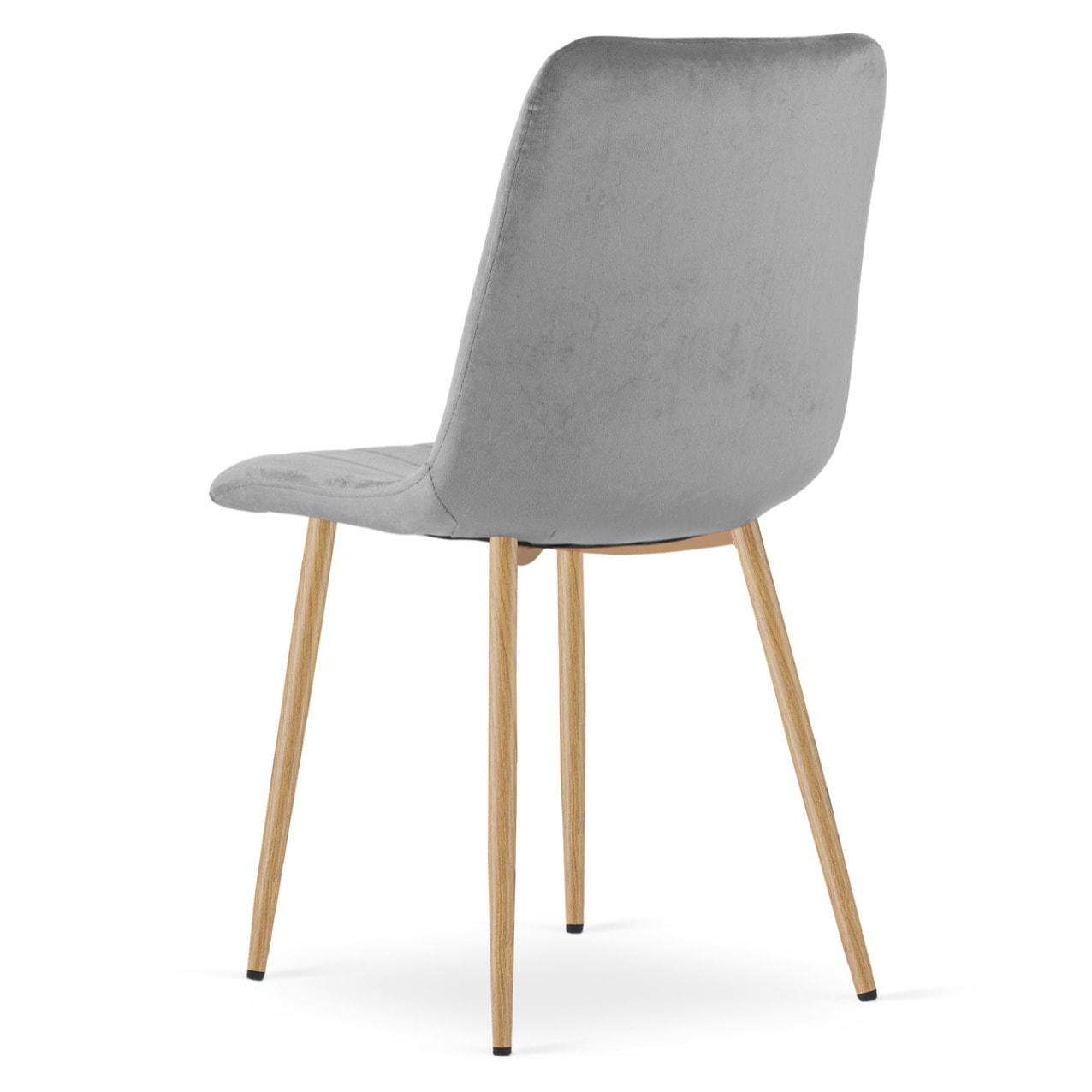 Sedia da pranzo Lava in velluto grigio chiaro e gambe effetto legno
