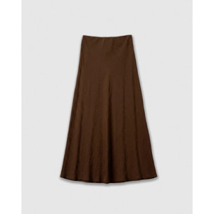 Falda midi viscosa viscosa chocolate