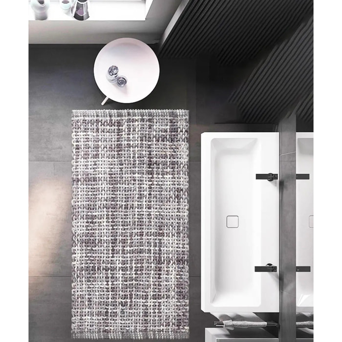 Tappeto bagno CRAZY GRIGIO in microfibra misto cotone, morbido antiscivolo lavabile in lavatrice, tappetino lavabo sanitari bagno