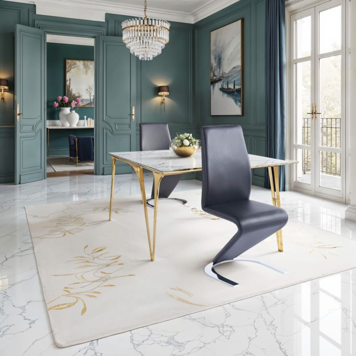 Pack 2 sillas de comedor Rin símil piel Negro