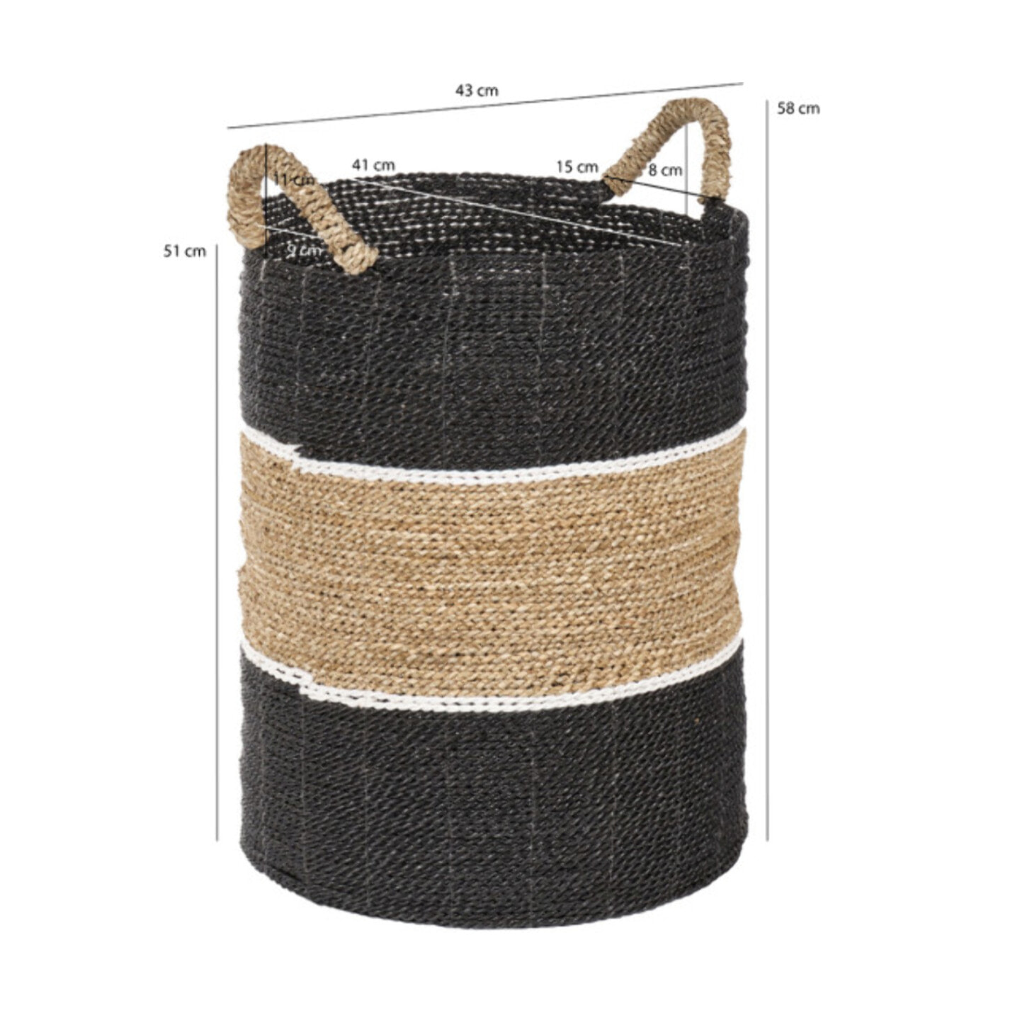 Panier rond en jonc de mer et raphia - HOOK