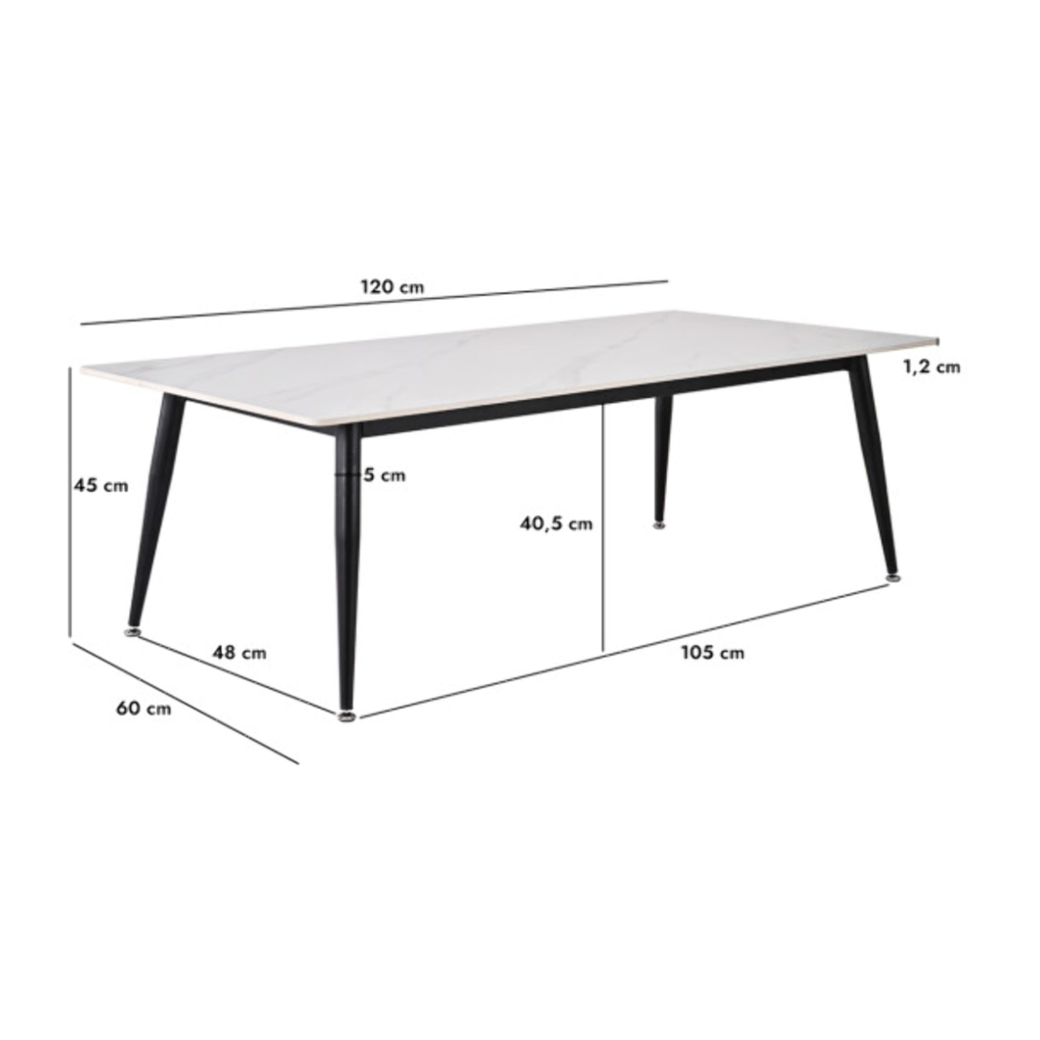 Table basse 140 x 70 cm plateau céramique effet marbre - STONE 2