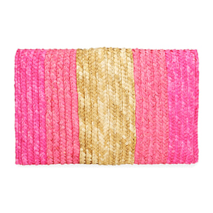 Bolso de mano de paja fucsia
