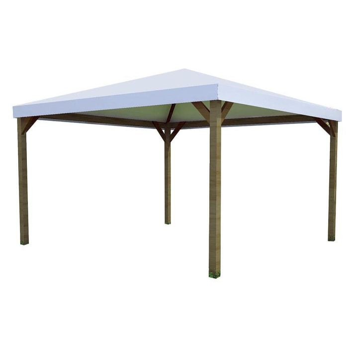 Ischia - gazebo da giardino 3x3mt in legno di pino impregnato in autoclave con telo di copertura bianco in pvc 650 gr/mq gazebo made in italy