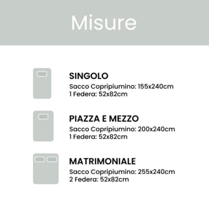 Parure Copripiumino Bicolore una Piazza e mezza, Set Sacco Copripiumino in Cotone con una Federa