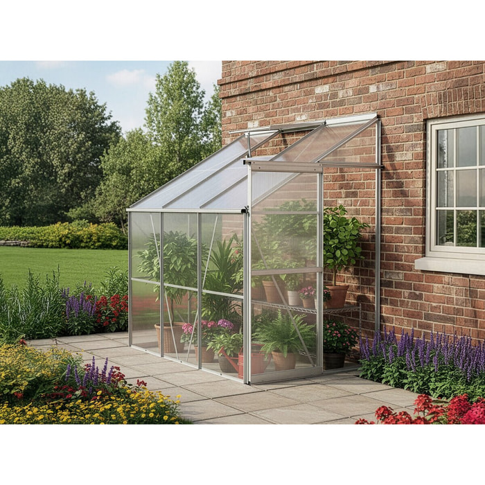 Serre jardin adossée en polycarbonate "Aneth" 190 x 125 x 195 cm - 2,37 m²