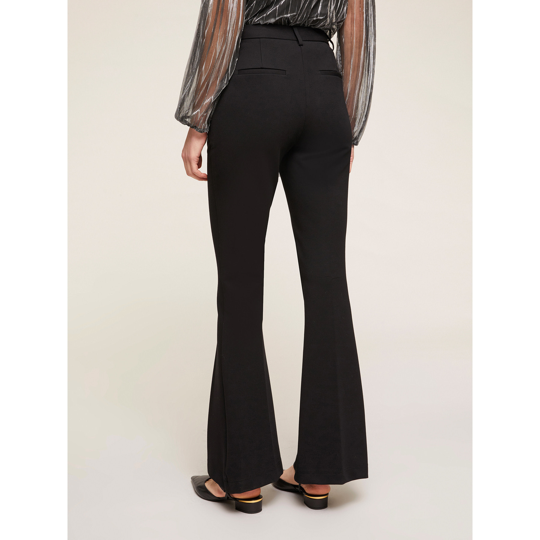 Motivi - Pantalones flare de punto milano - Negro