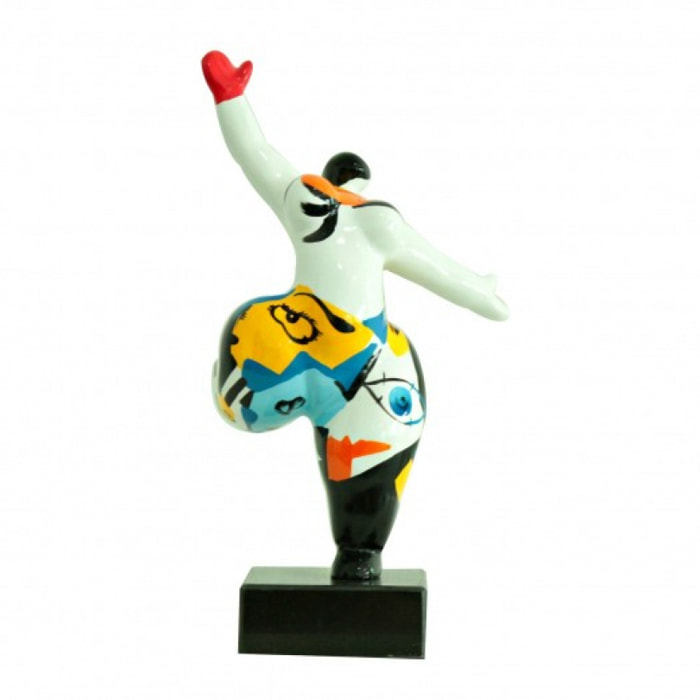 Statuette femme danseuse multicolore en résine blanche H33cm - DANCING QUEEN