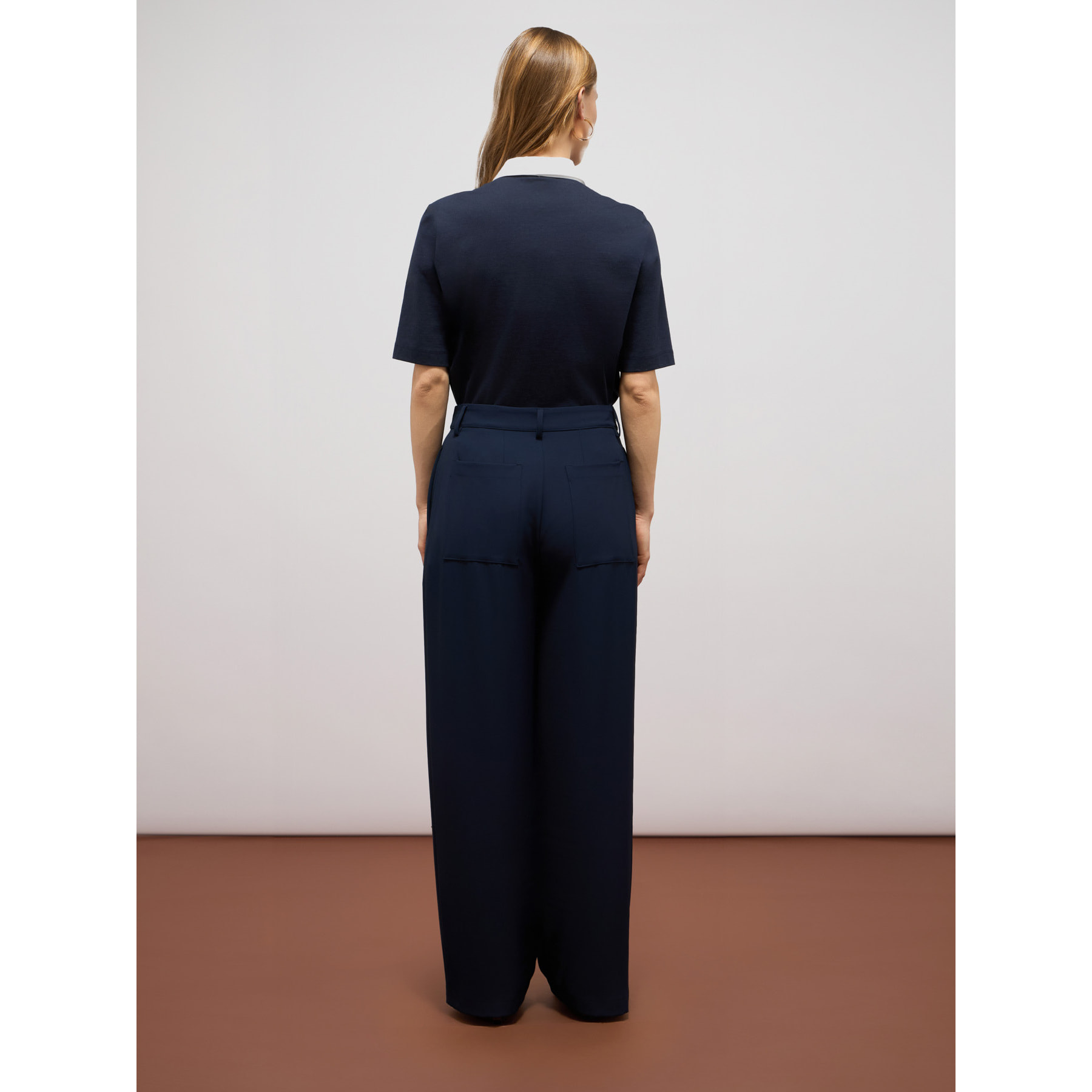 Oltre - Pantaloni palazzo in tessuto fluido - Blu