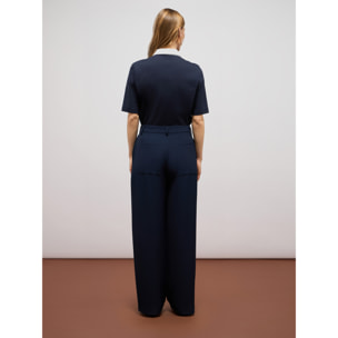 Oltre - Pantaloni palazzo in tessuto fluido - Blu