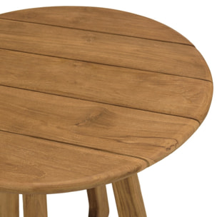 COLINE - Table à manger de jardin ronde en bois de teck recyclé D70cm (2 COLIS)