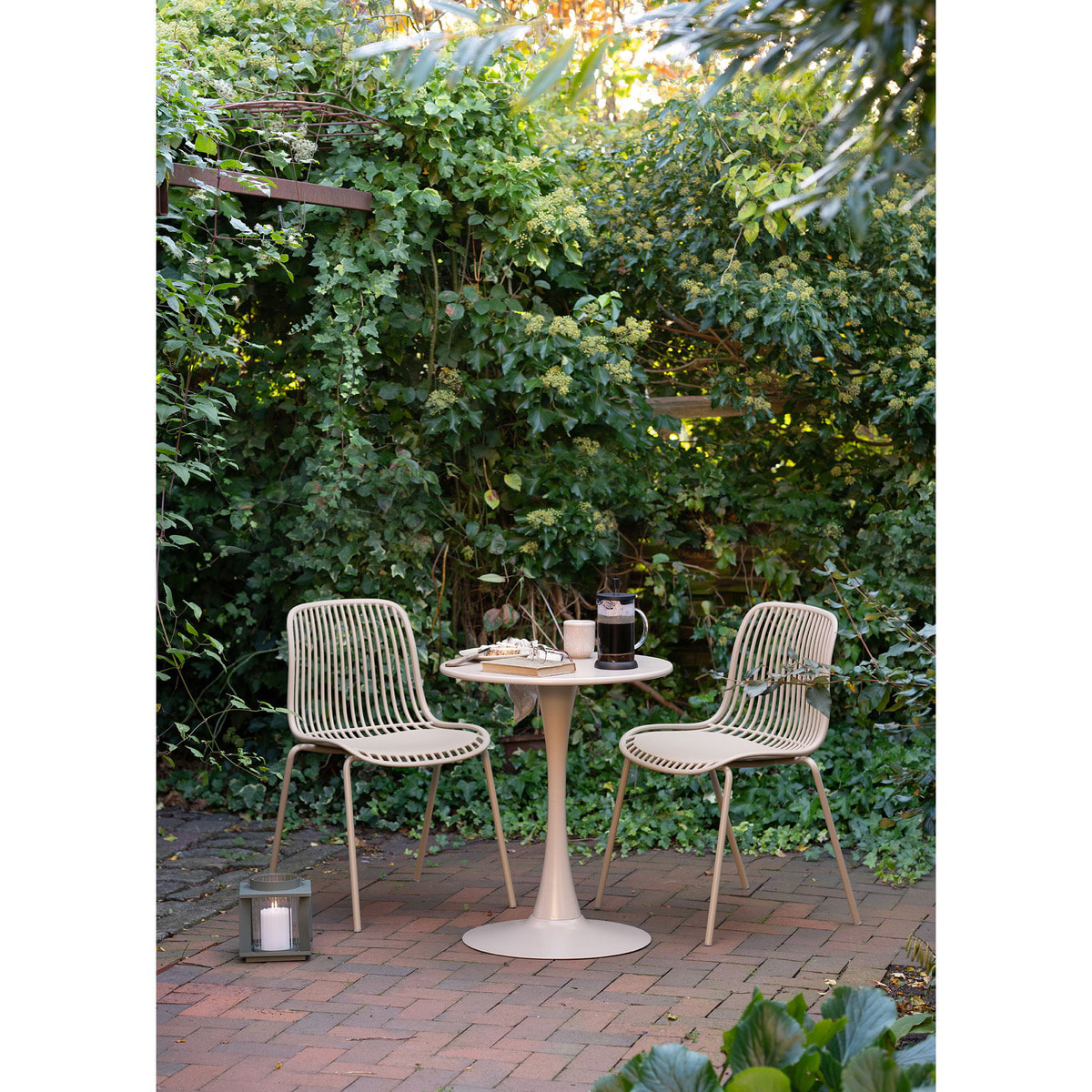 Tavolo bistro Meira in acciaio taupe ø60 cm