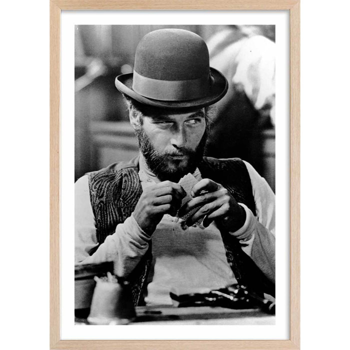 Affiche célébrité Paul Newman, Juge et Hors la Loi, 1972 Affiche + cadre en bois - Chêne