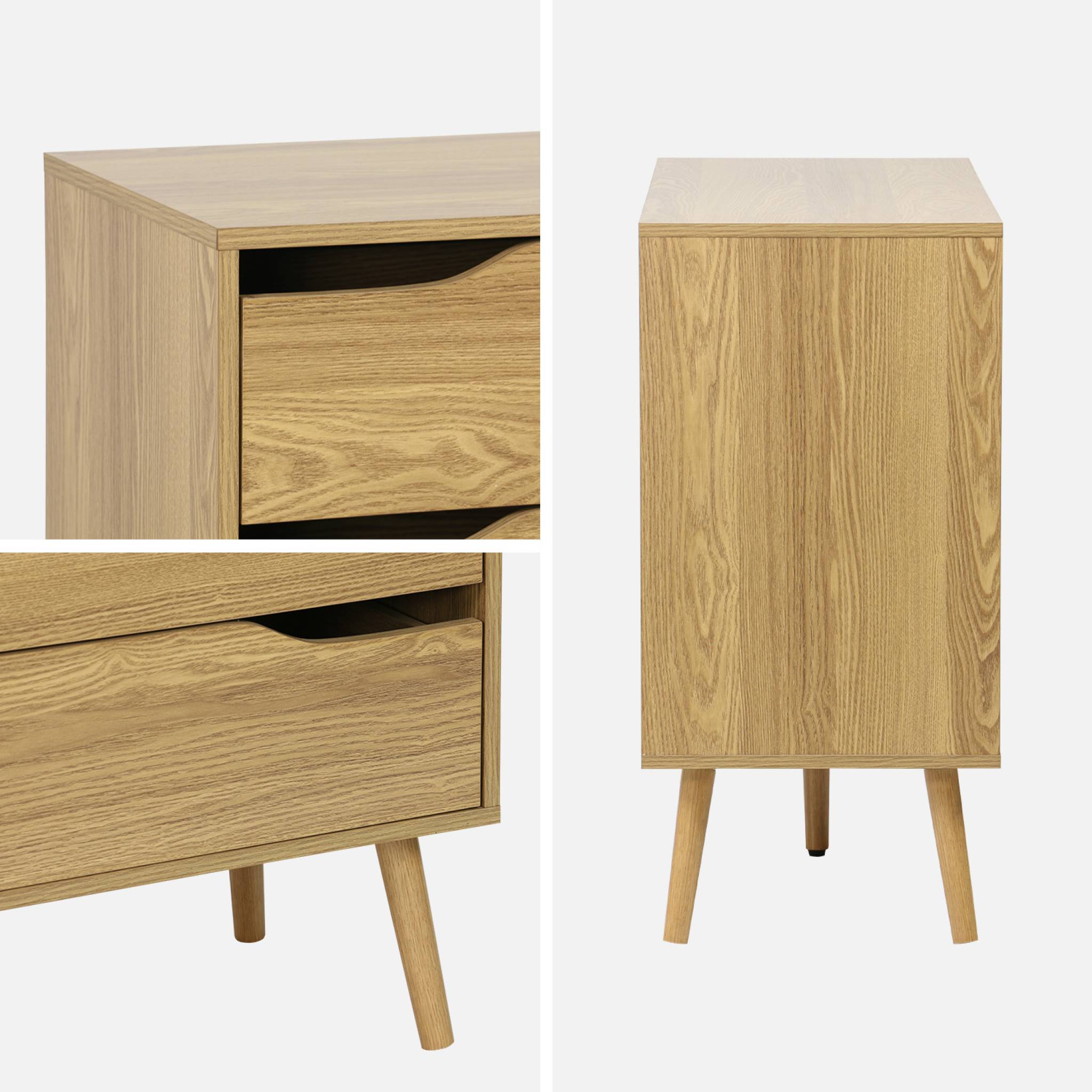 Commode effet frêne. 6 tiroirs. pieds en pin massif