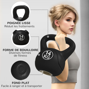 Kettlebell 14 Kg - haltère boule - poignée ergonomique - PVC noir