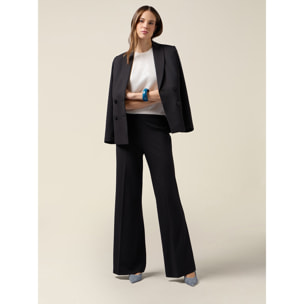 Oltre - Pantaloni palazzo in tessuto crêpe - Nero